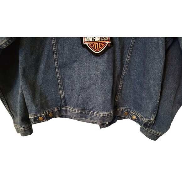 Cabelas Outdoor Gear Long Sleeve Mens Denim Jacket Harley-Davidson Patches Large - Picture 10 of 12
